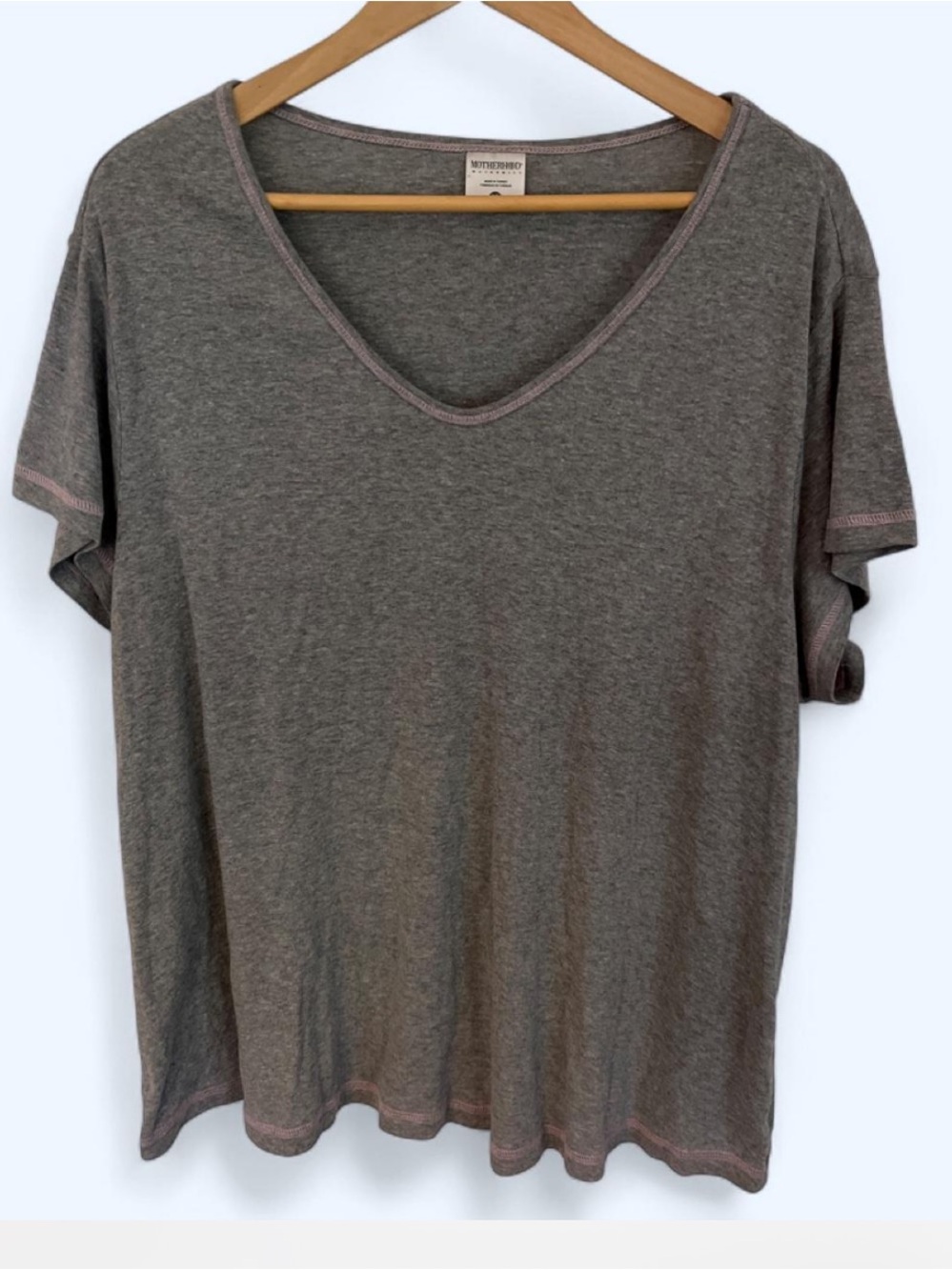 3/$10 Motherhood Maternity Relaxed V-Neck Tee in Heather Gray